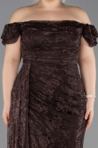 Long Brown Dantelle Plus Size Evening Dress ABU5729