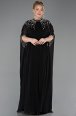 Long Black Chiffon Plus Size Evening Gown ABU5845