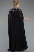 Long Black Chiffon Plus Size Evening Gown ABU5845