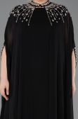Long Black Chiffon Plus Size Evening Gown ABU5845