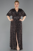 Long Anthracite Scaly Plus Size Evening Gown ABU5846