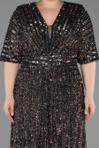 Long Anthracite Scaly Plus Size Evening Gown ABU5846