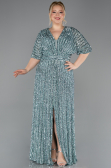Long Mint Scaly Plus Size Evening Gown ABU5846