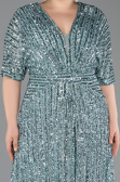 Long Mint Scaly Plus Size Evening Gown ABU5846