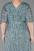 Long Mint Scaly Plus Size Evening Gown ABU5846