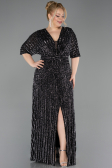 Long Black Scaly Plus Size Evening Gown ABU5846