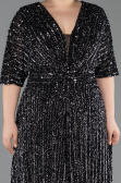 Long Black Scaly Plus Size Evening Gown ABU5846
