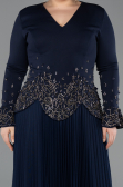 Long Navy Blue Plus Size Evening Dress ABU5848