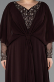 Long Brown Chiffon Plus Size Evening Dress ABU5850