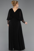 Long Black Chiffon Plus Size Evening Dress ABU5850