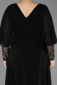 Long Black Chiffon Plus Size Evening Dress ABU5850