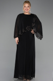 Long Black Chiffon Plus Size Evening Gown ABU5852