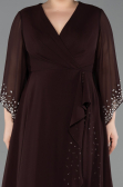 Long Brown Chiffon Plus Size Evening Dress ABU5853