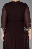Long Brown Chiffon Plus Size Evening Dress ABU5853