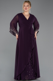 Long Purple Chiffon Plus Size Evening Dress ABU5853