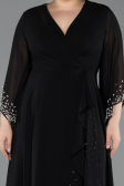 Long Black Chiffon Plus Size Evening Dress ABU5853