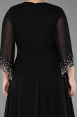 Long Black Chiffon Plus Size Evening Dress ABU5853
