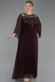 Long Brown Chiffon Formal Plus Size Dress ABU5854
