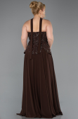 Long Brown Chiffon Plus Size Evening Dress ABU5855