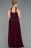 Cherry Colored Long Chiffon Plus Size Evening Dress ABU5855