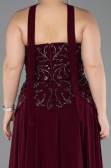 Cherry Colored Long Chiffon Plus Size Evening Dress ABU5855