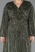 Long Olive Drab Scaly Formal Plus Size Dress ABU5857