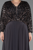 Long Anthracite Chiffon Formal Plus Size Dress ABU5859