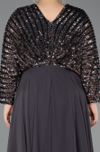 Long Anthracite Chiffon Formal Plus Size Dress ABU5859