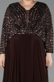 Long Brown Chiffon Formal Plus Size Dress ABU5859