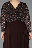 Long Brown Chiffon Formal Plus Size Dress ABU5859