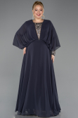 Long Anthracite Chiffon Formal Plus Size Dress ABU5860