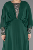 Long Emerald Green Chiffon Formal Plus Size Dress ABU5860