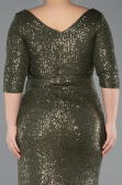 Olive Drab Long Scaly Plus Size Evening Dress ABU3258