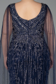 Long Navy Blue Stony Plus Size Evening Gown ABU5752