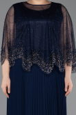 Long Navy Blue Chiffon Formal Plus Size Dress ABU5863