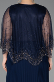 Long Navy Blue Chiffon Formal Plus Size Dress ABU5863