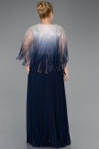 Long Navy Blue Chiffon Formal Plus Size Dress ABU5864