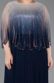 Long Navy Blue Chiffon Formal Plus Size Dress ABU5864