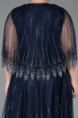 Long Navy Blue Plus Size Evening Dress ABU5865