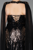Long Black Scaly Plus Size Evening Gown ABU5830