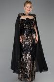 Long Black Scaly Plus Size Evening Gown ABU5830