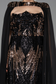 Long Black Scaly Plus Size Evening Gown ABU5830