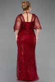 Long Burgundy Beaded Plus Size Evening Dress ABU5722
