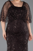 Long Brown Beaded Plus Size Evening Dress ABU5722