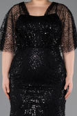 Long Black Beaded Plus Size Evening Dress ABU5722