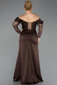 Long Brown Satin Plus Size Evening Dress ABU5831