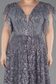 Long Anthracite Plus Size Engagement Dress ABU5872