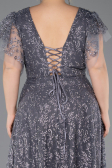 Long Anthracite Plus Size Engagement Dress ABU5872