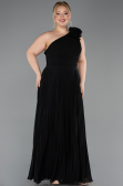 Long Black Chiffon Plus Size Evening Dress ABU5873