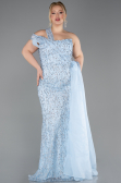 Long Light Blue Plus Size Evening Dress ABU5844